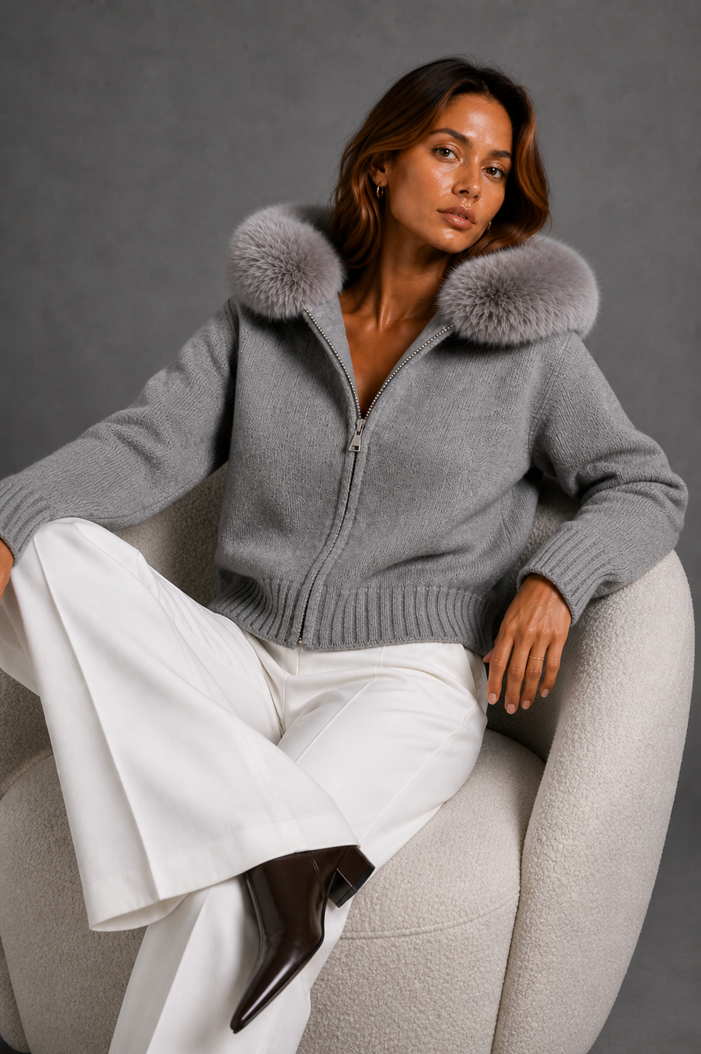 Bell Wool Zip - Grey