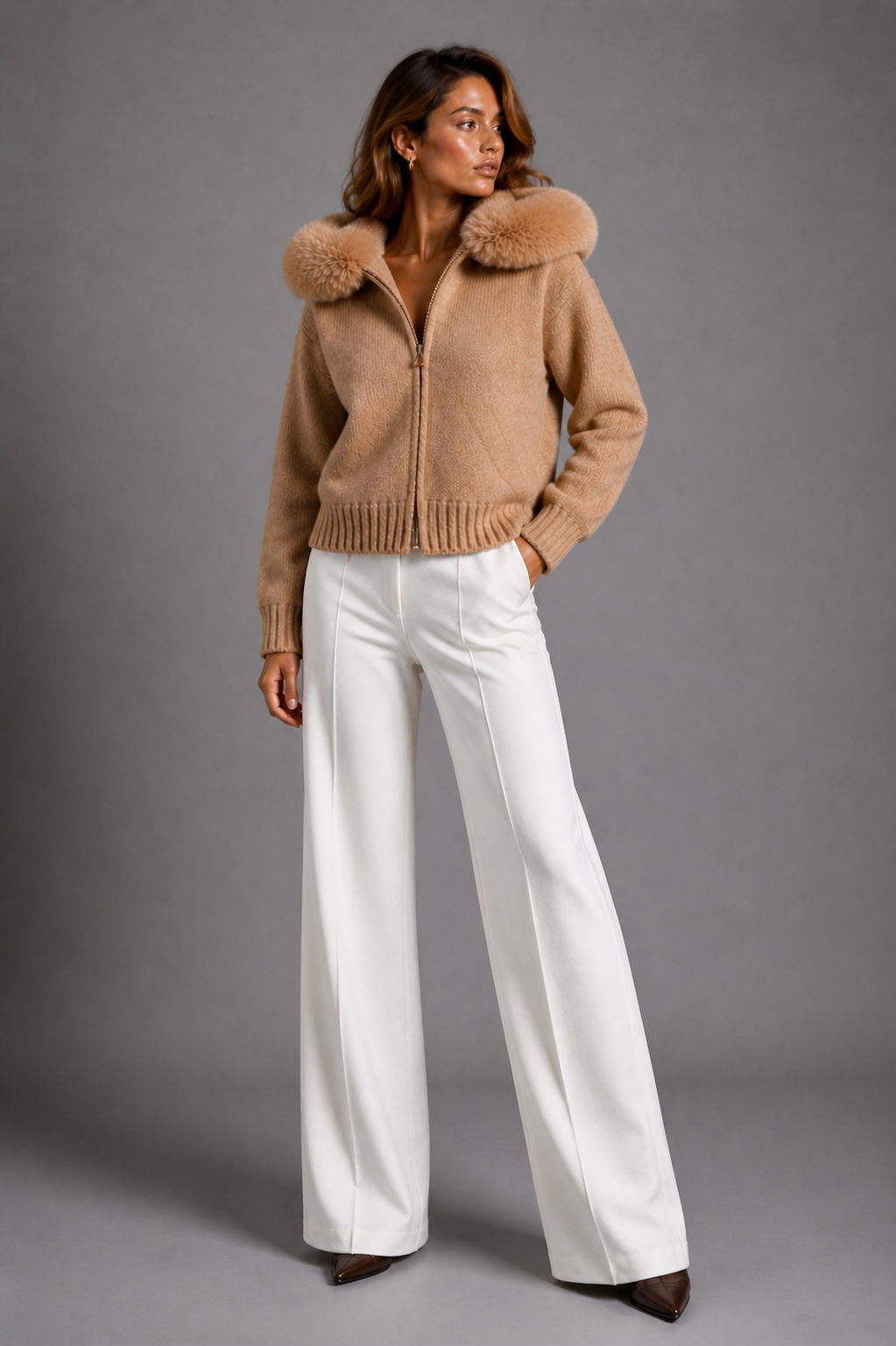 Bell Wool Zip - Carmel