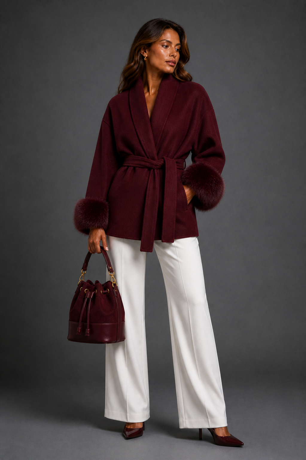 Daisey Wool Coat - Burgundy