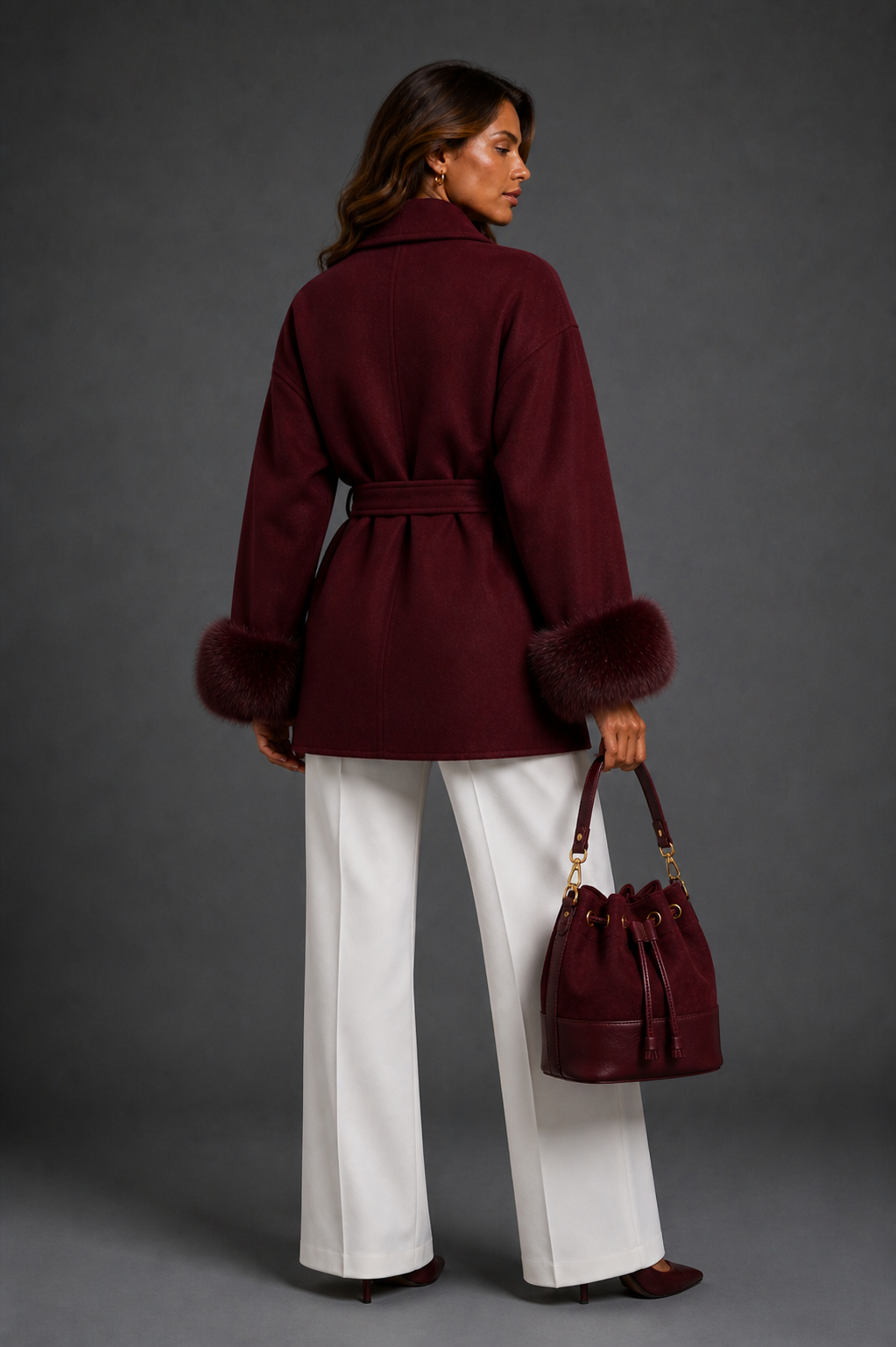 Daisey Wool Coat - Burgundy