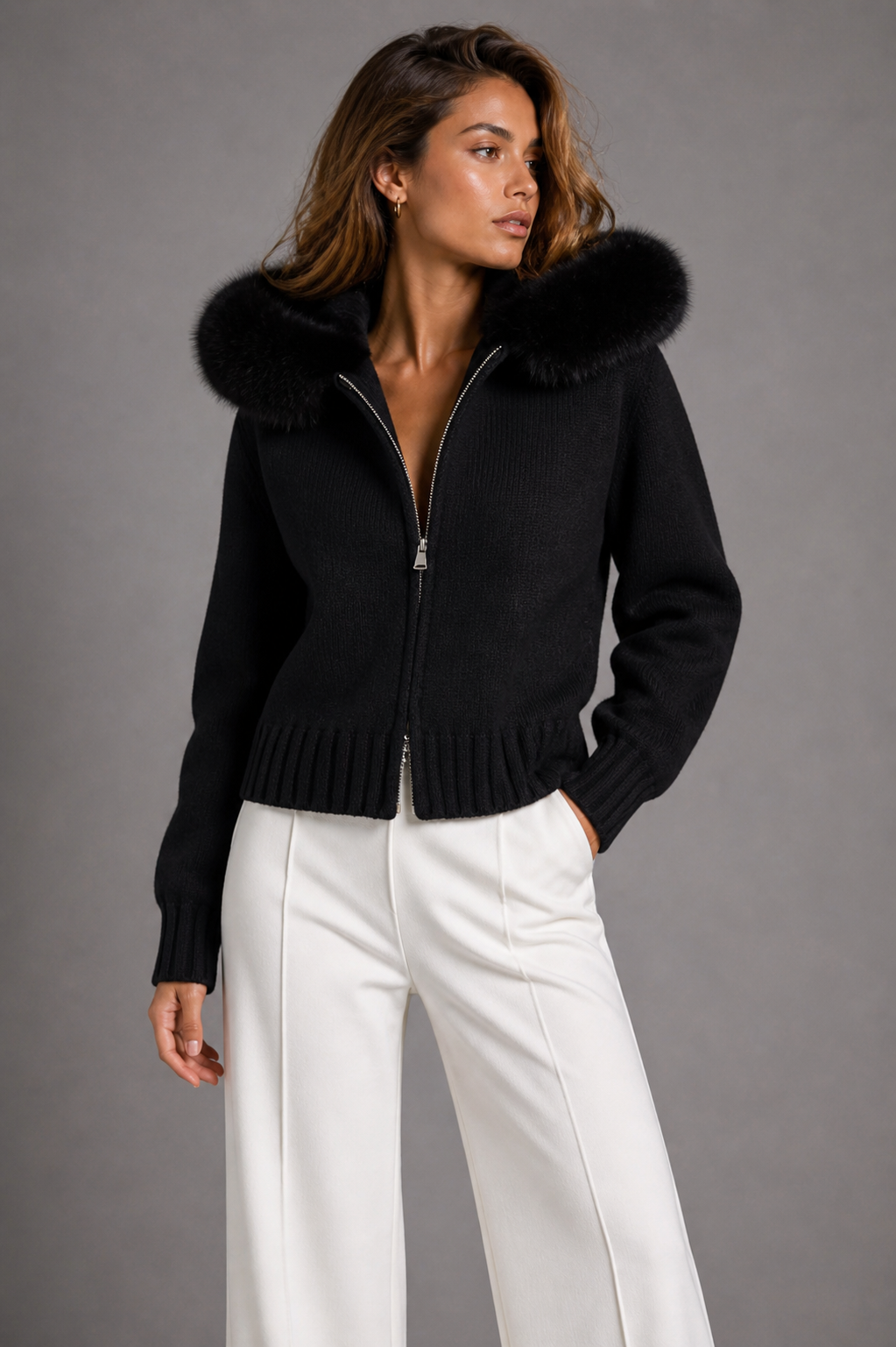 Bell Wool Zip - Black