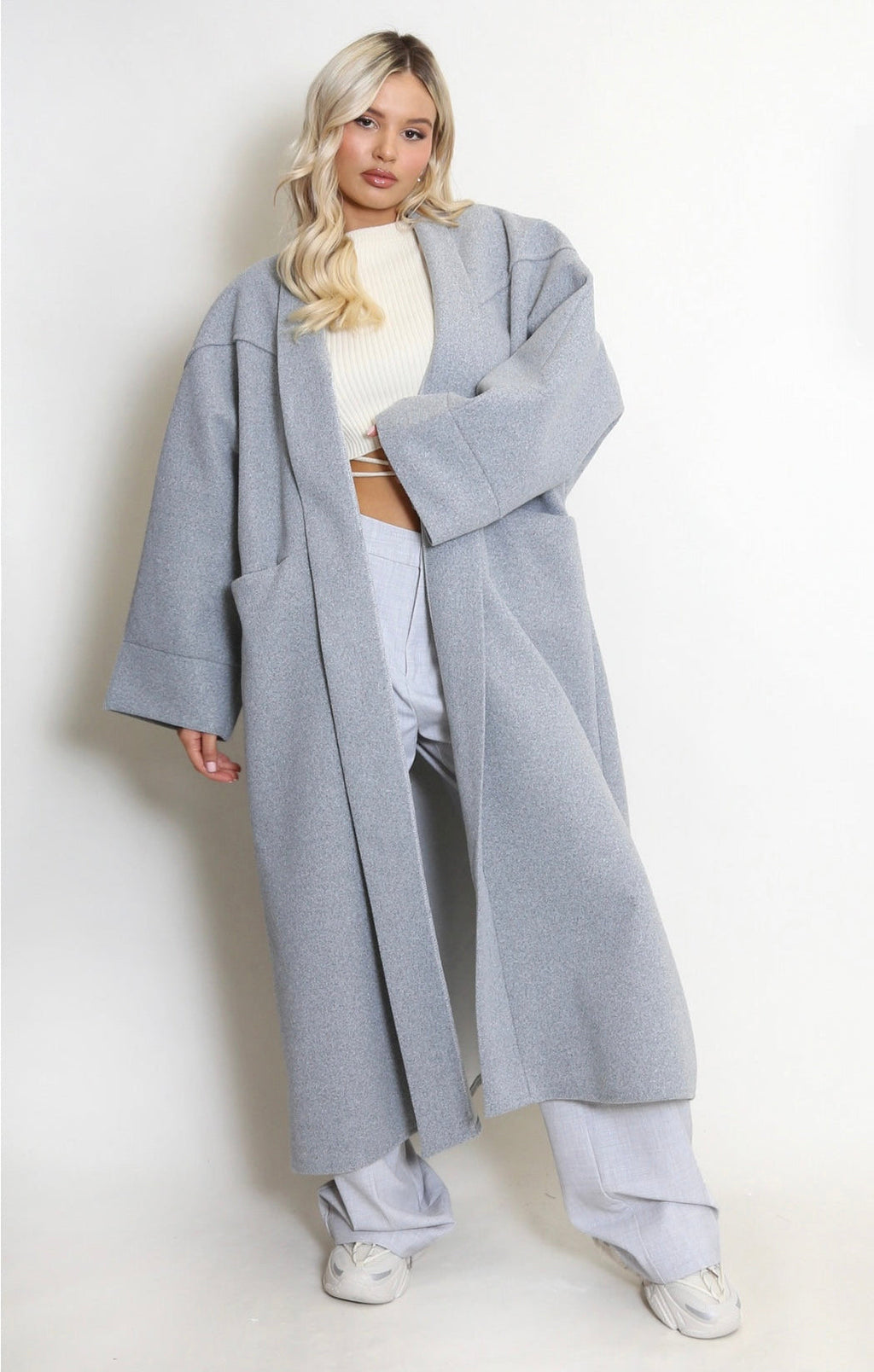 Longline Overcoat - Light Gray