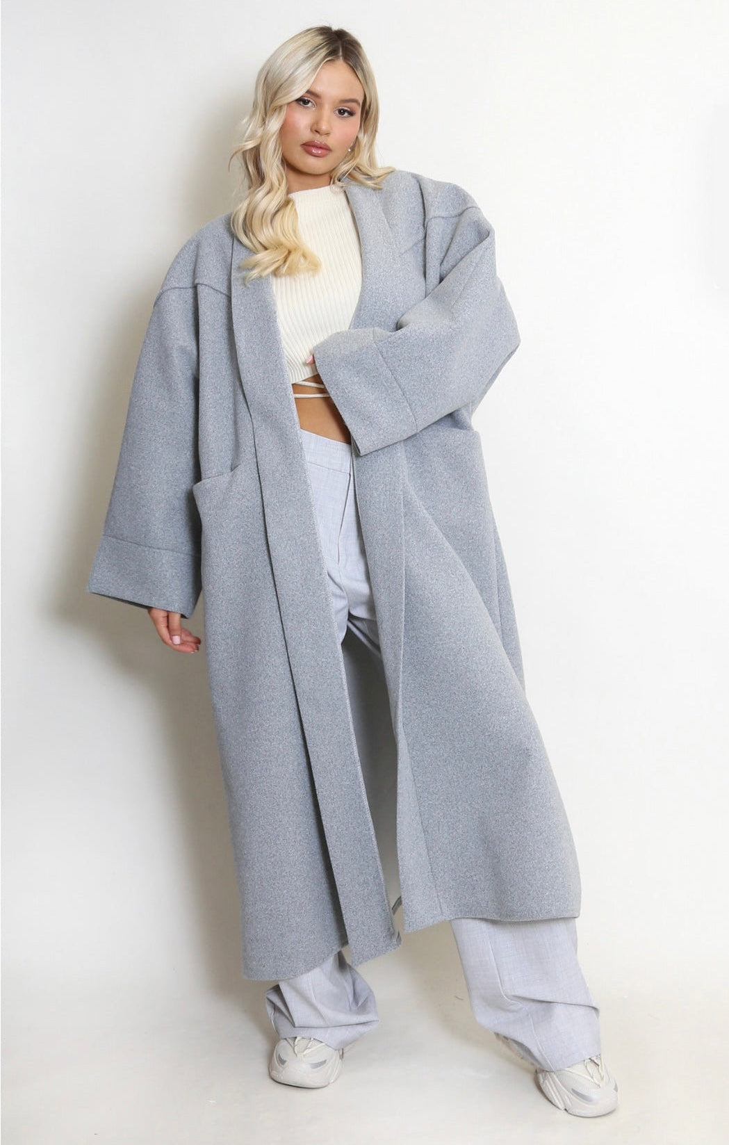 Longline Overcoat - Light Gray