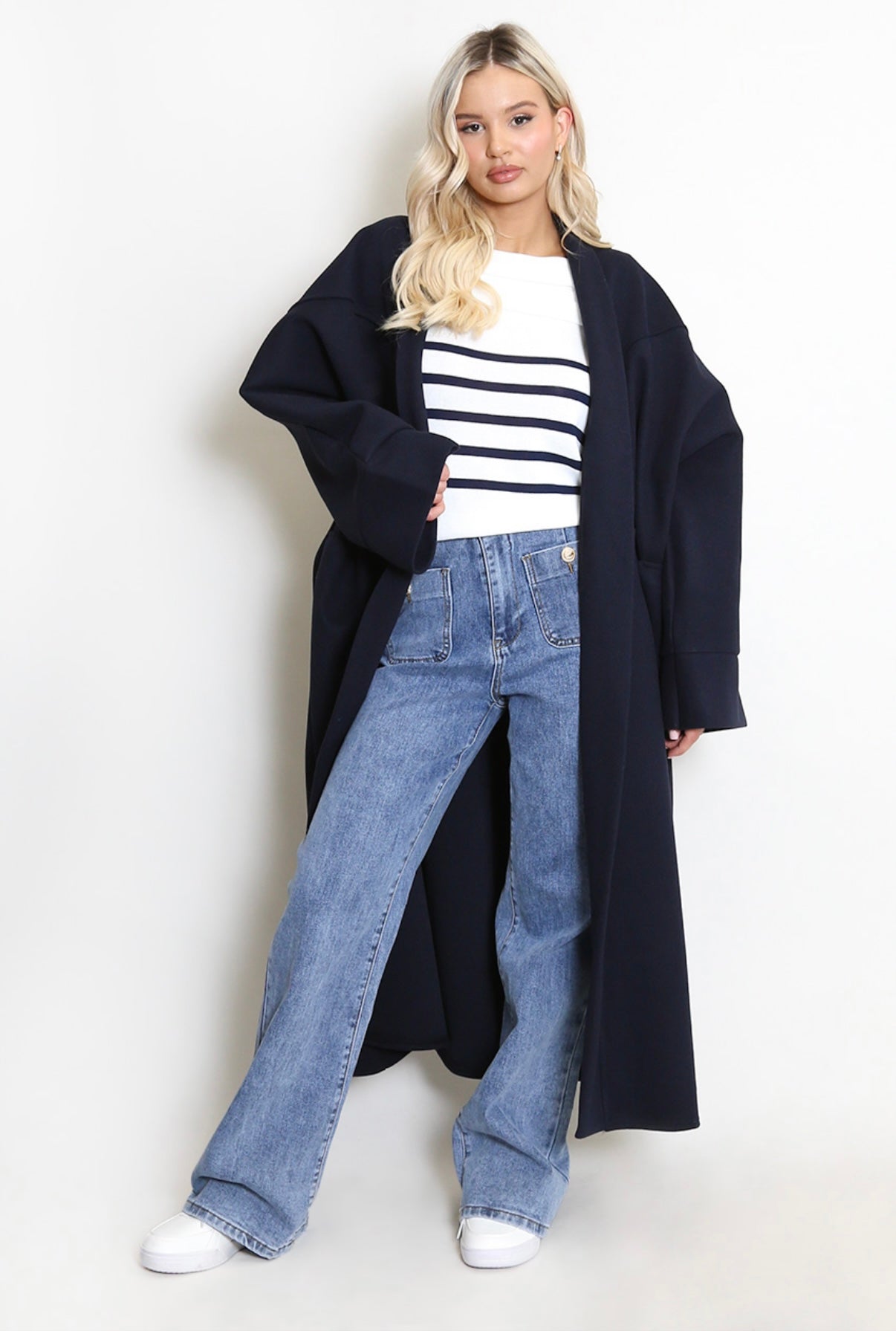 Longline Overcoat - Navy