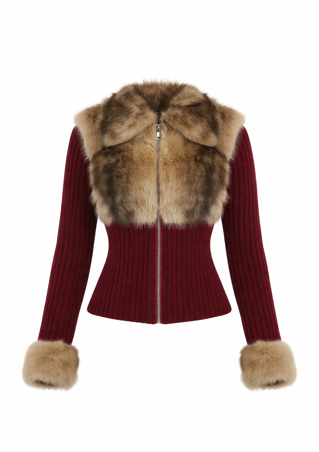 Icon Fur Zip - Burgundy