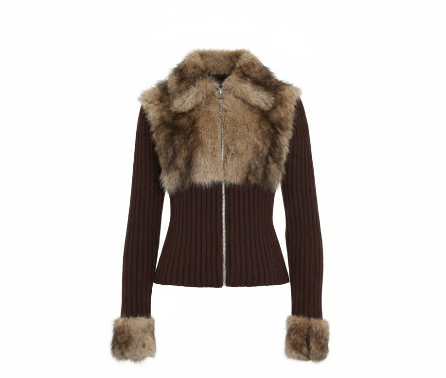 Icon Fur Zip - Brown